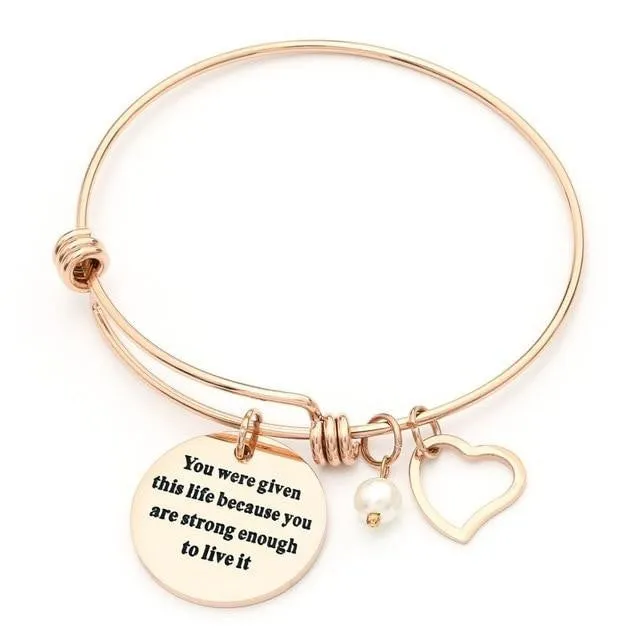 Stainless Steel Inspirational Quotes Bangle