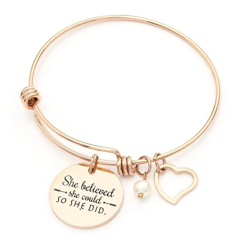 Stainless Steel Inspirational Quotes Bangle