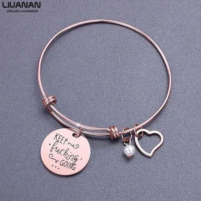 Stainless Steel Inspirational Quotes Bangle