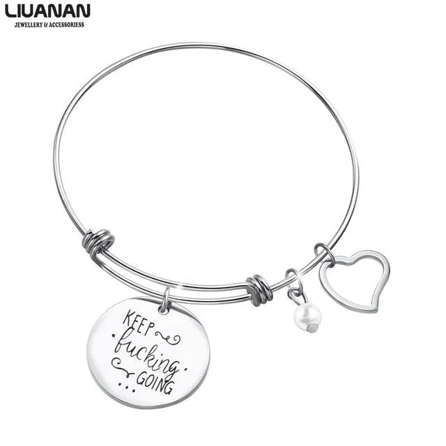 Stainless Steel Inspirational Quotes Bangle