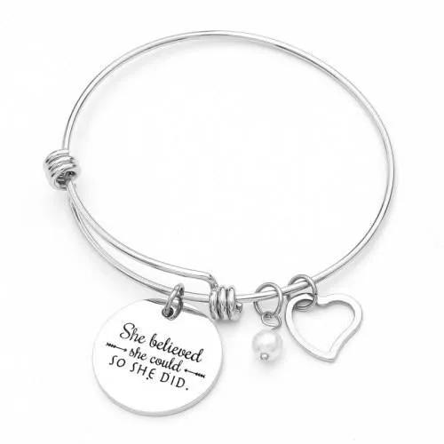 Stainless Steel Inspirational Quotes Bangle