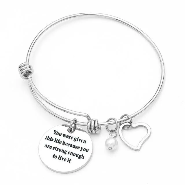 Stainless Steel Inspirational Quotes Bangle