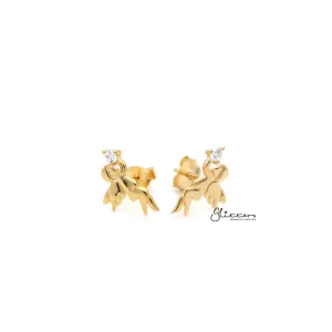 Sterling Silver Angel with C.Z Women's Stud Earrings - Silver | Gold