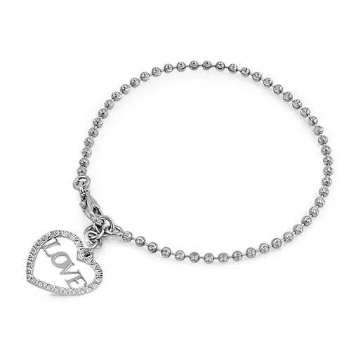 Sterling Silver Heart LOVE Charm Bracelet