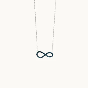 Sterling Silver Infinity Pendant with Blue Stones Necklace and luxurious gift box