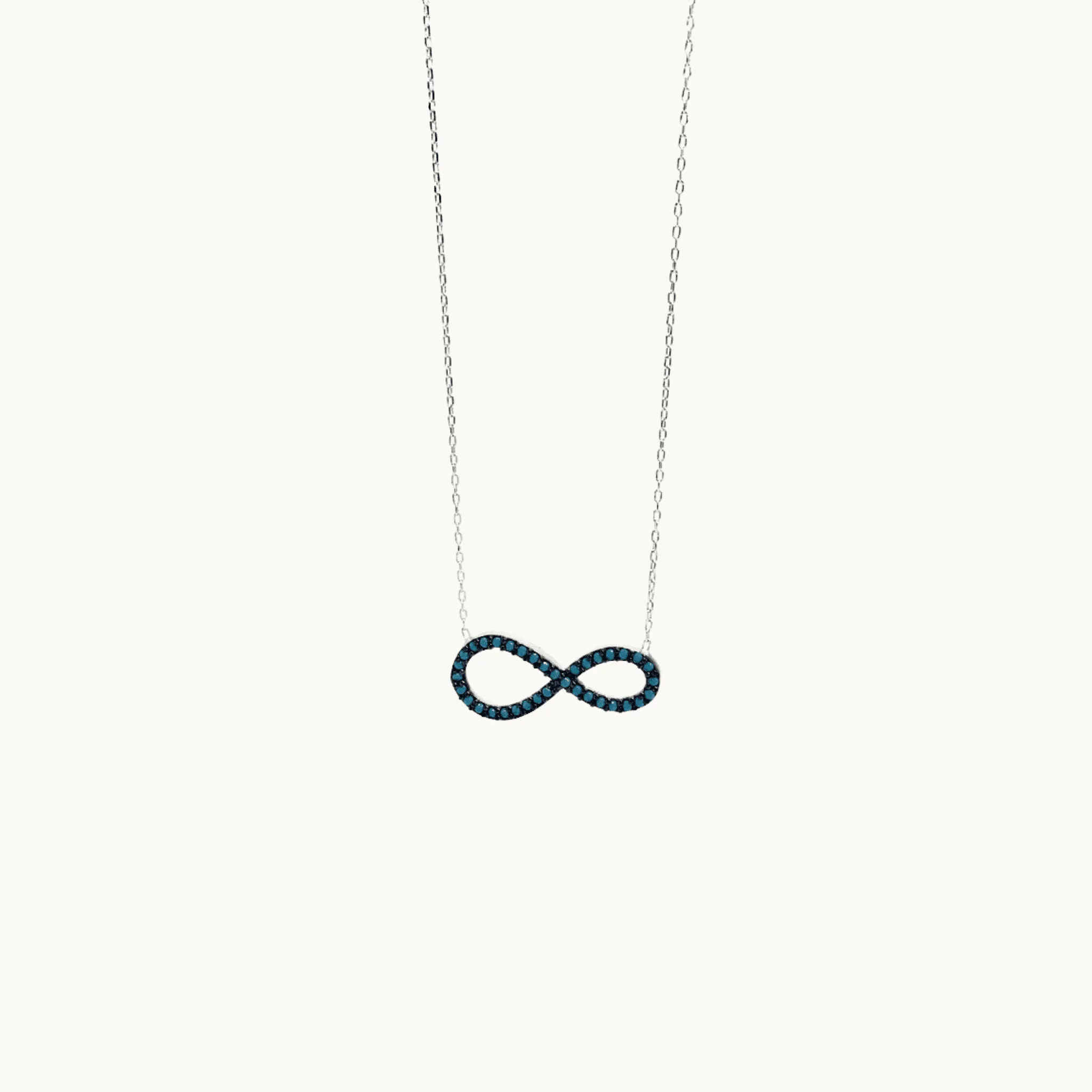 Sterling Silver Infinity Pendant with Blue Stones Necklace and luxurious gift box