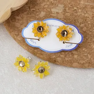 Sunflower Clip On Earrings