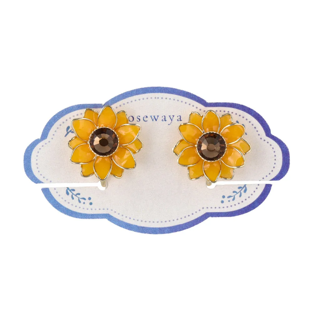 Sunflower Clip On Earrings