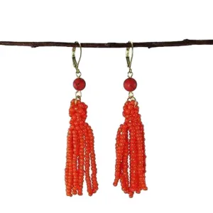 Tangerine Tassel Drop Earrings WorldFinds