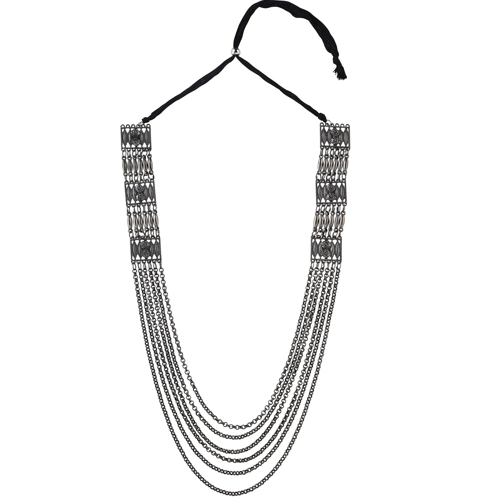 Teejh Garul Silver Oxidised Necklace