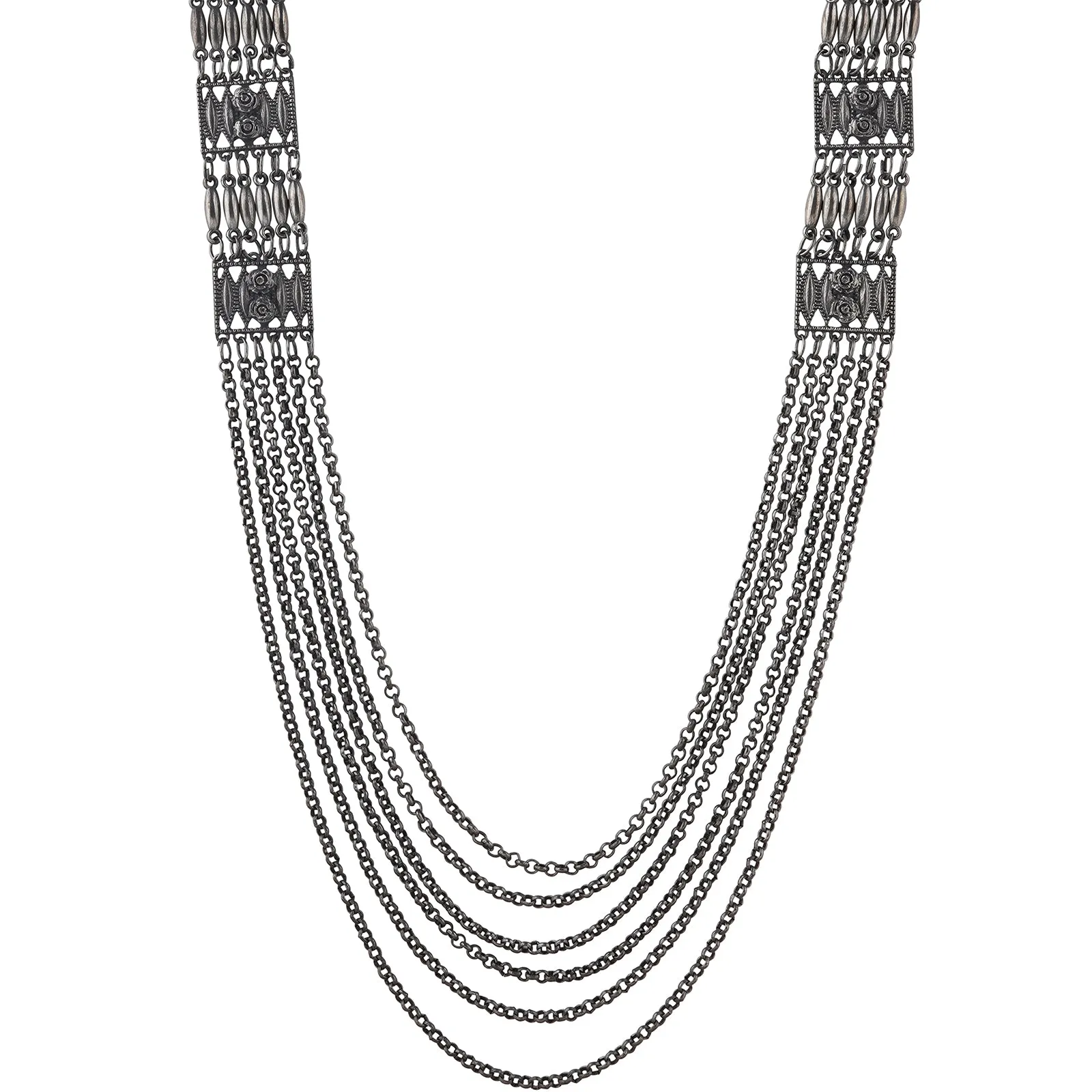 Teejh Garul Silver Oxidised Necklace