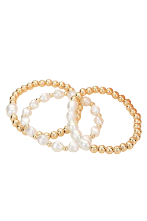 Tila Pearl Ball Beaded Stretch Multi Layered Bracelets