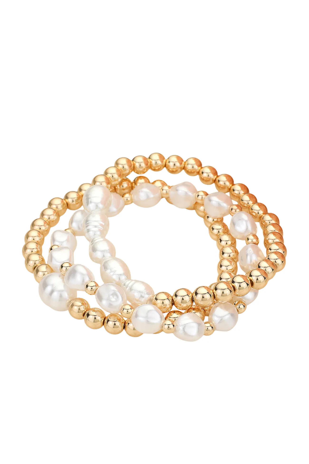 Tila Pearl Ball Beaded Stretch Multi Layered Bracelets