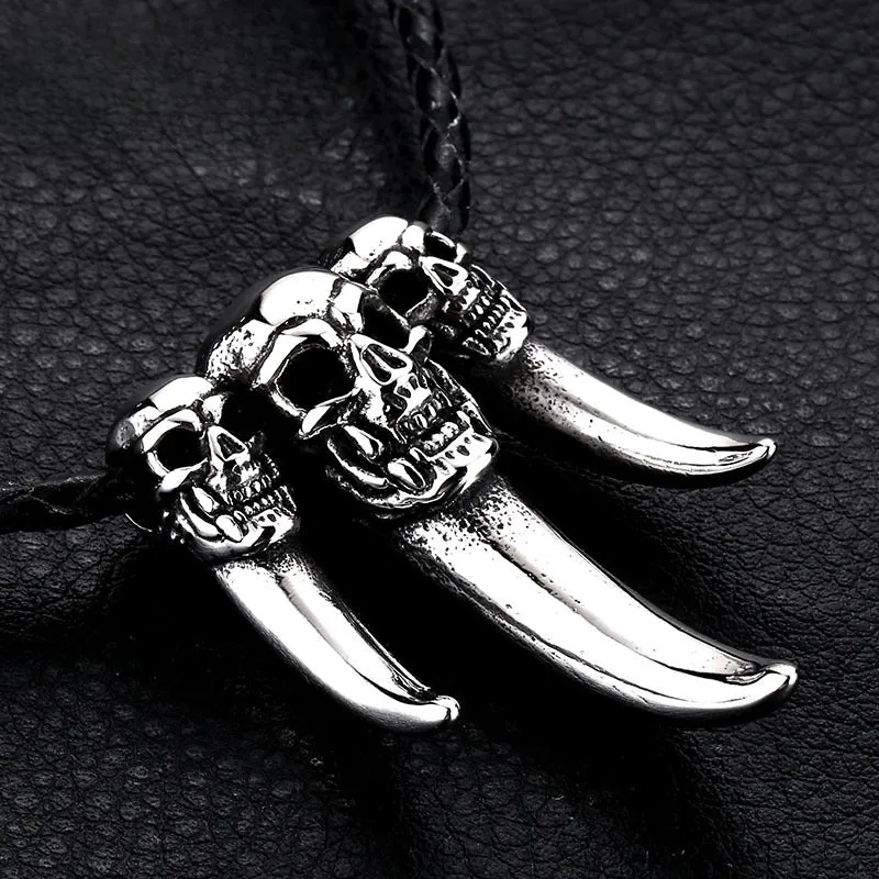 Titanium Steel Men's Skull and Ghost Tooth Pendants - Punk Personality Jewelry Wholesale