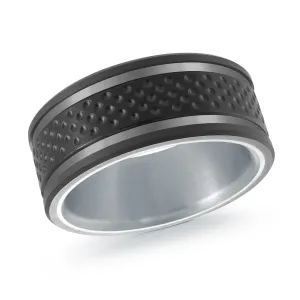 Titanium with 14K White Gold Ring from the Titanium Collection by Malo - MRDTI-019-9AW