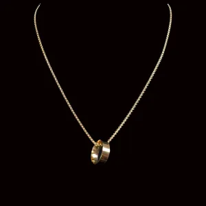 Toli Silver-tone Box Chaine Necklace with Ring Pendant