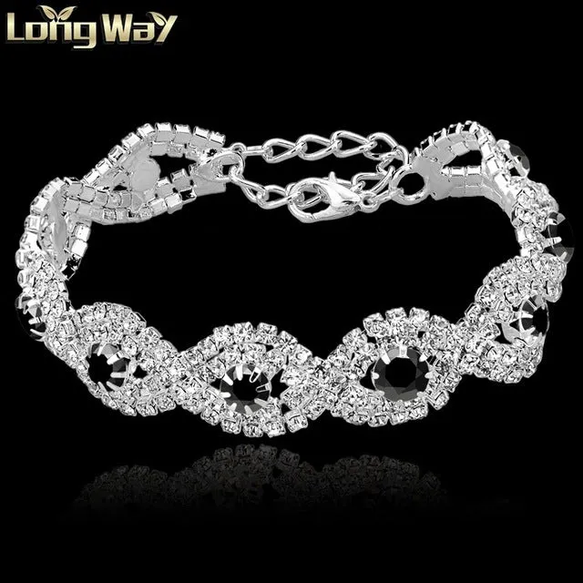 TOUCHEART Crystal Bracelets For Women Femme Silver color Charm Bracelets Bangles Wedding Jewelry With Stones 2017 SBR140169