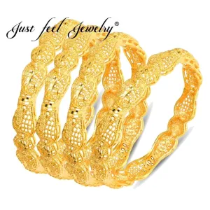 Trendy Gold Color Copper Wedding Bangles, 4Pcs/Lot