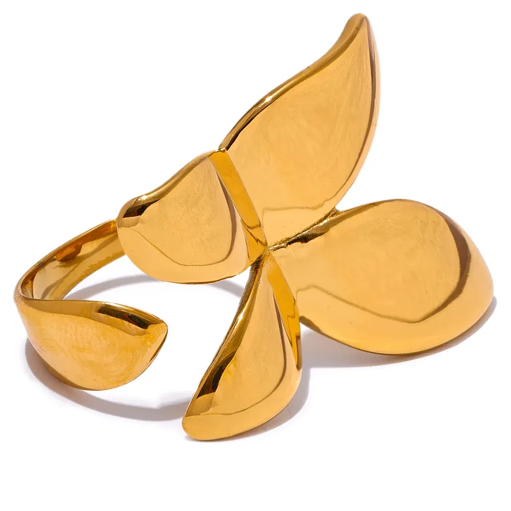 VAIGE Elegant Gold-Plated Butterfly Ring in Stainless Steel