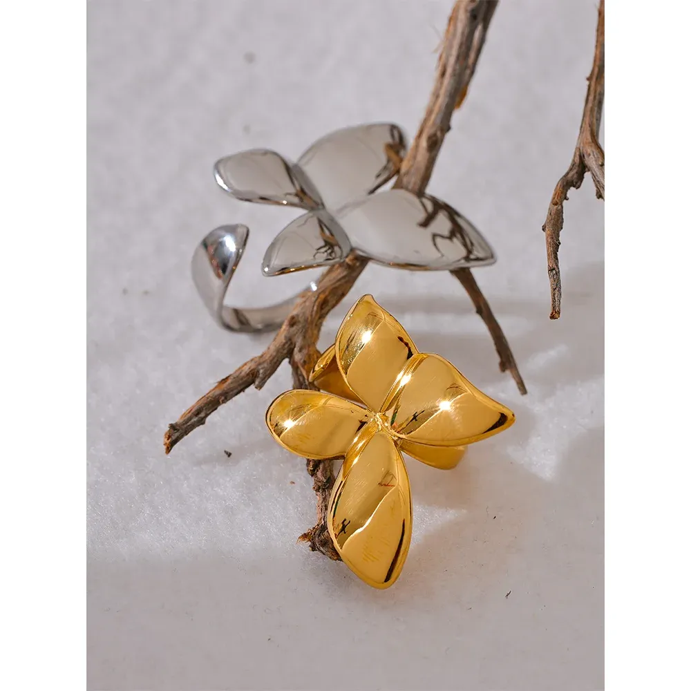 VAIGE Elegant Gold-Plated Butterfly Ring in Stainless Steel