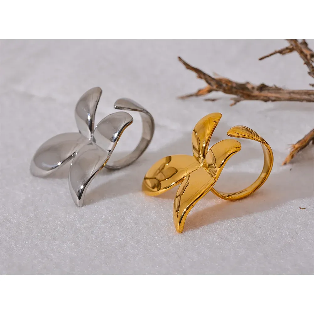 VAIGE Elegant Gold-Plated Butterfly Ring in Stainless Steel