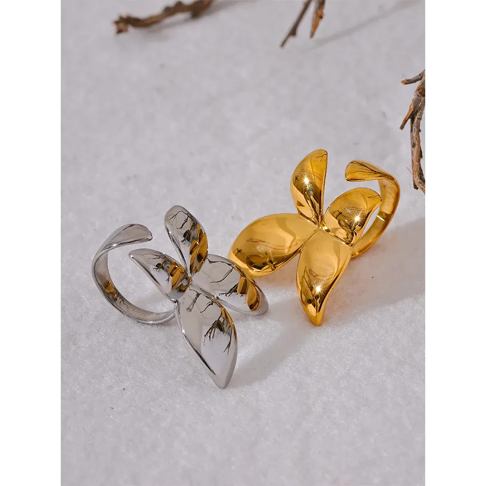 VAIGE Elegant Gold-Plated Butterfly Ring in Stainless Steel