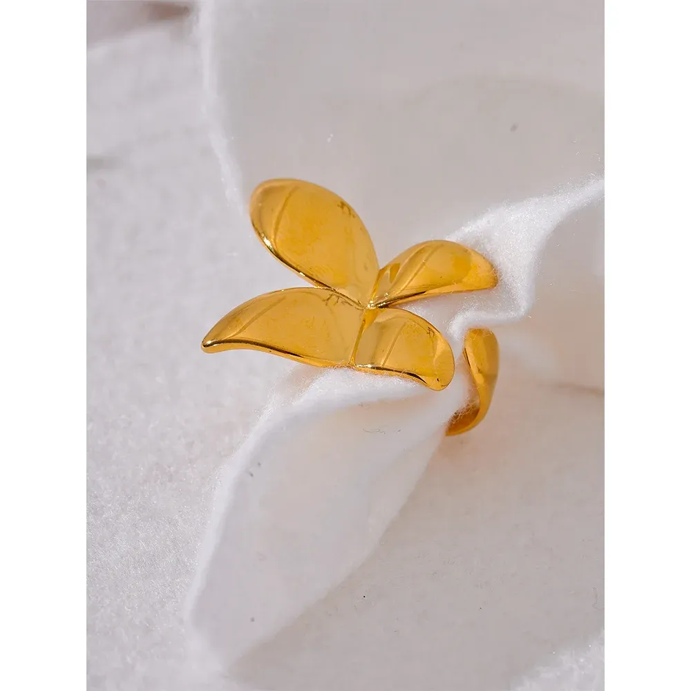 VAIGE Elegant Gold-Plated Butterfly Ring in Stainless Steel