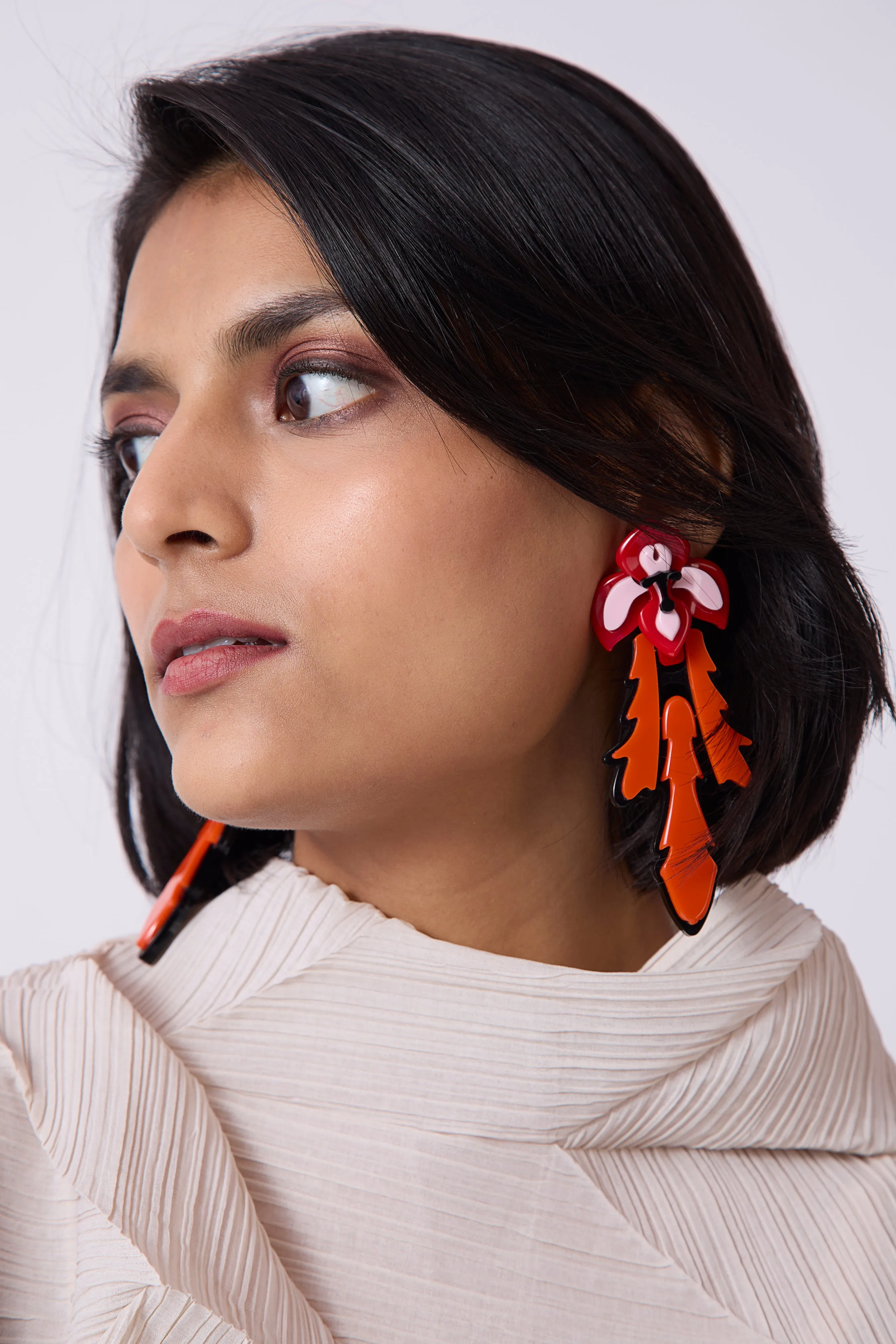 Viola Earrings - Red Orange