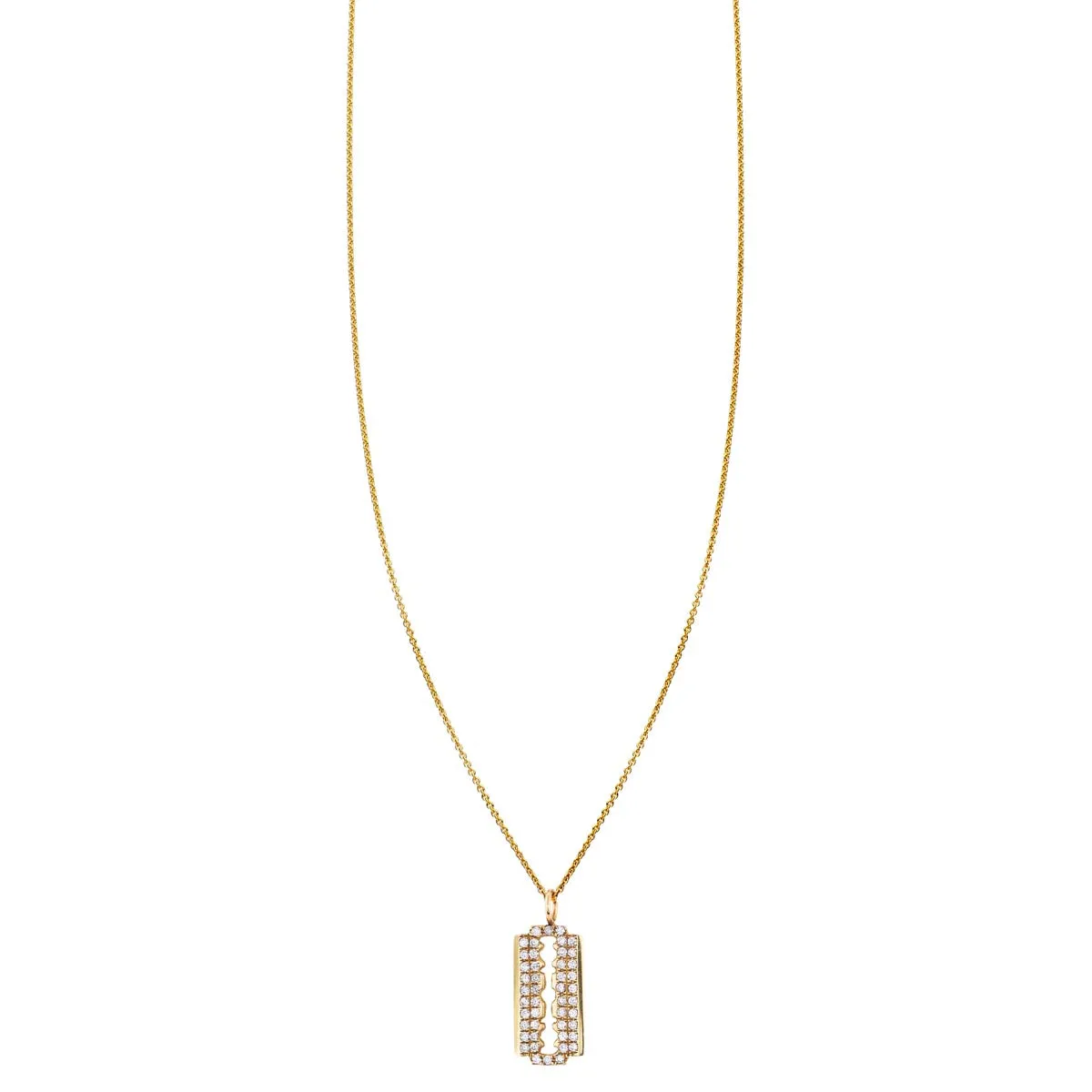 White Diamond Double Edge Razor Necklace