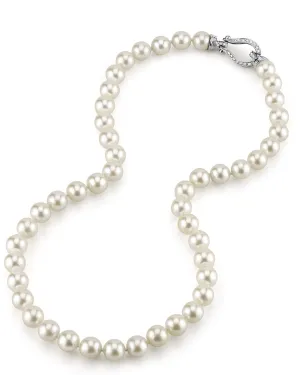 White Japanese Akoya Pearl Necklace, 8.5-9.0mm - AA  Quality