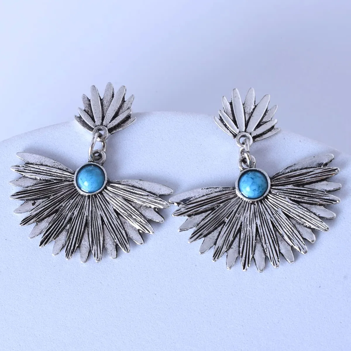 Yellow Chimes Earrings For Women Silver Toned Floral Designed Blue Stone Studded Eye-Catching Drop Earrings For Women and Girls