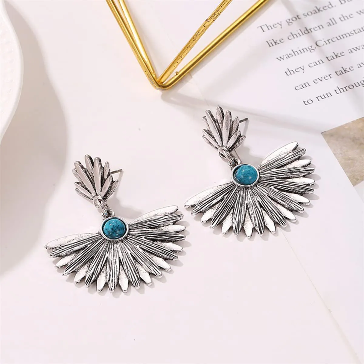 Yellow Chimes Earrings For Women Silver Toned Floral Designed Blue Stone Studded Eye-Catching Drop Earrings For Women and Girls